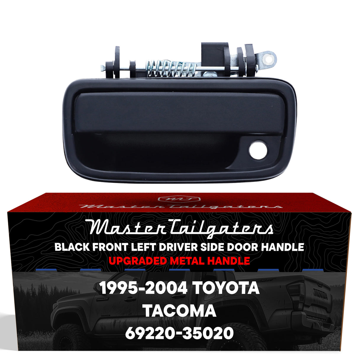 Exterior Door Handle Upgraded Black Metal Replacement for Toyota Tacoma (1995-2004) OE Part # 69220-35020 | Front LH w/ Keyhole