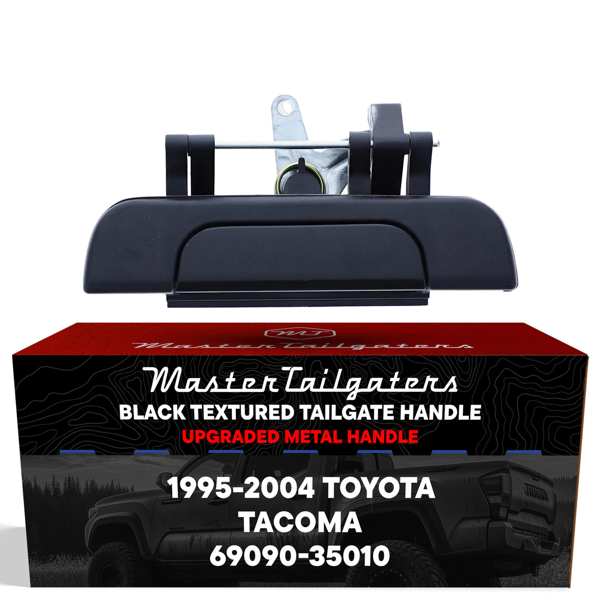 Tailgate Handle Upgraded Black Metal Replacement for Toyota Tacoma (1995-2004) OE Part # 69090-35010 | Tailgate Handle w/o Keyhole