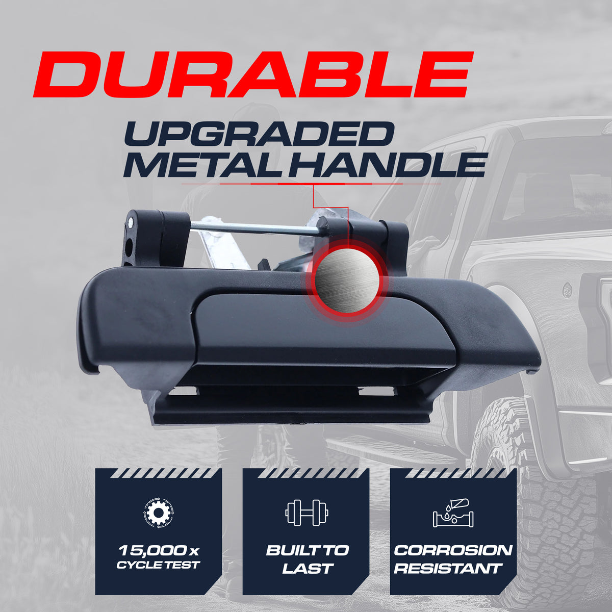 Tailgate Handle Upgraded Black Metal Replacement for Toyota Tacoma (1995-2004) OE Part # 69090-35010 | Tailgate Handle w/o Keyhole