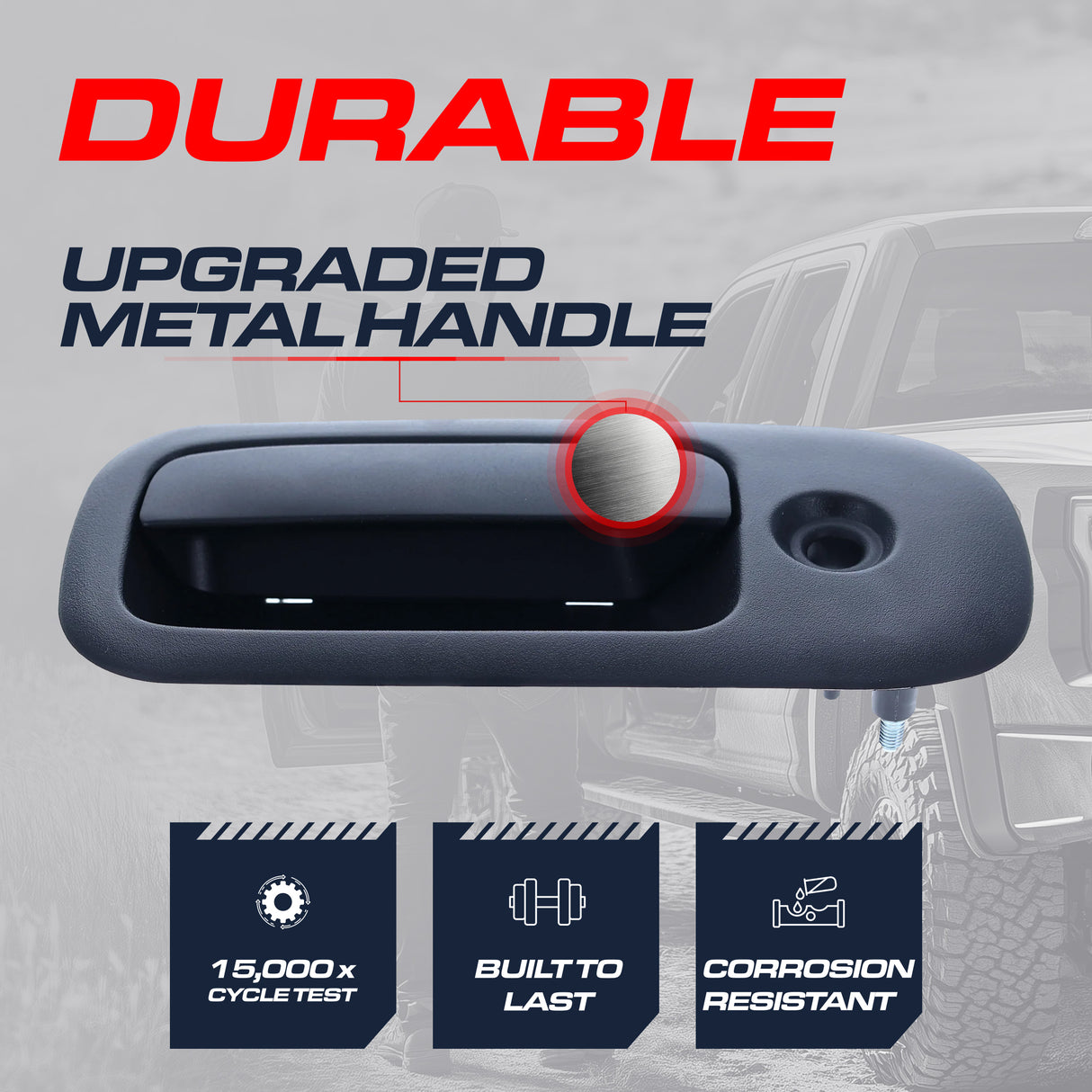 Exterior Door Handle Upgraded Black Metal Replacement for Chevrolet Express Van (1996-2009) / GMC Savana 1500, 2500, 3500, 4500 (1996-2009)