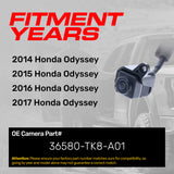 Honda Odyssey (2014-2017) Right Side View OEM Replacement Backup Camera OE Part # 36580-TK8-A01