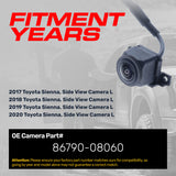 Toyota Sienna (2017-2020) OEM Replacement Left Side View Camera OE Part # 86790-08060
