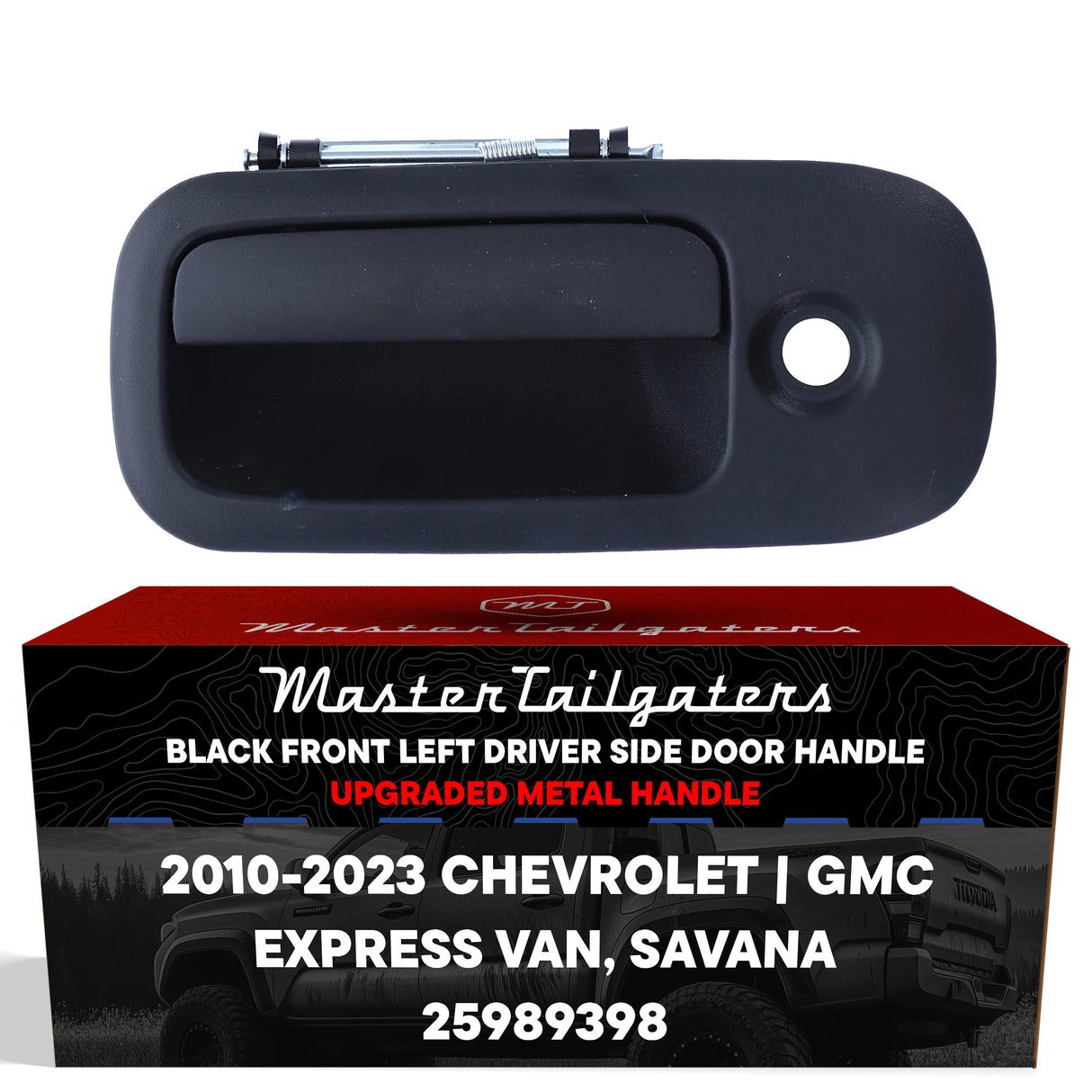 Exterior Door Handle Upgraded Black Metal Replacement for Chevrolet Express Van (2010-2023) / GMC Savana 1500, 2500, 3500 (2010-2023)