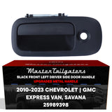 Exterior Door Handle Upgraded Black Metal Replacement for Chevrolet Express Van (2010-2023) / GMC Savana 1500, 2500, 3500 (2010-2023)