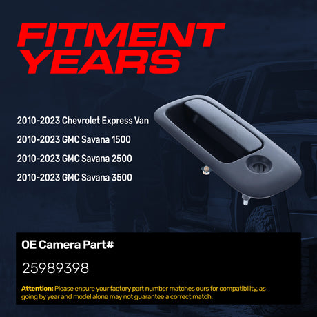 Exterior Door Handle Upgraded Black Metal Replacement for Chevrolet Express Van (2010-2023) / GMC Savana 1500, 2500, 3500 (2010-2023)
