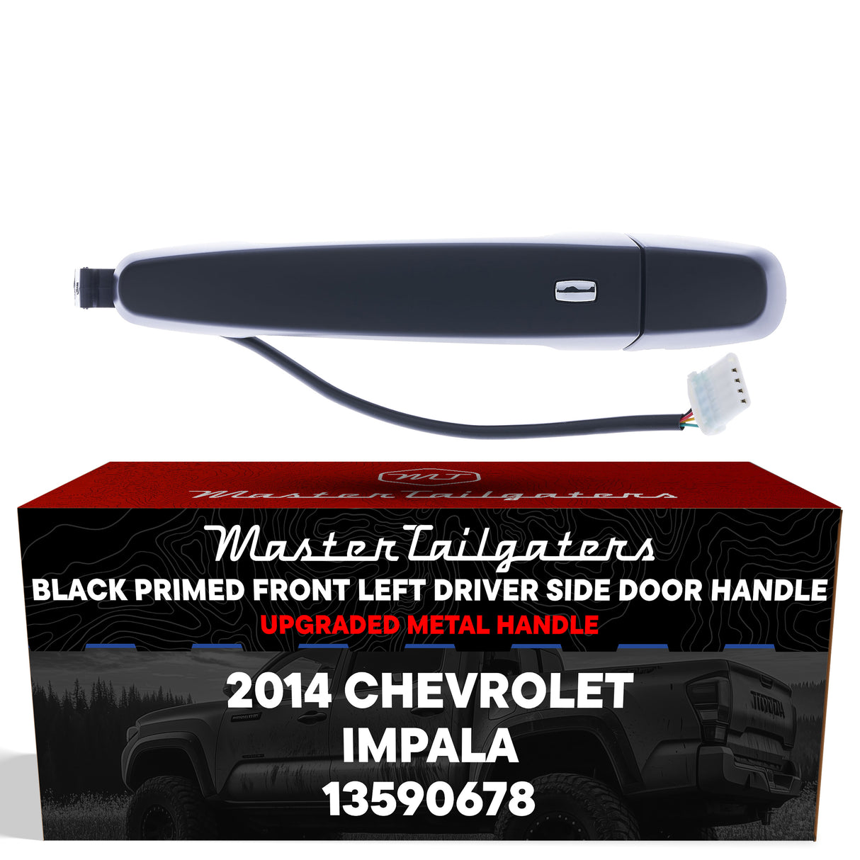 Exterior Door Handle Black Primed Replacement for Chevrolet Impala (2014) OE Part # 13590678 | Front Left Driver Side