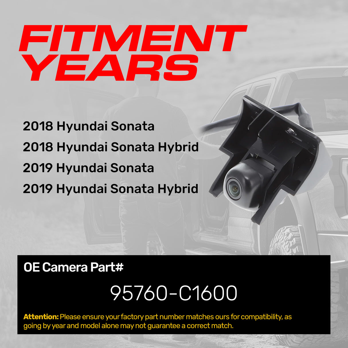 Hyundai Sonata + Hybrid (2018-2019) OEM Replacement Backup Camera OE Part # 95760-C1600