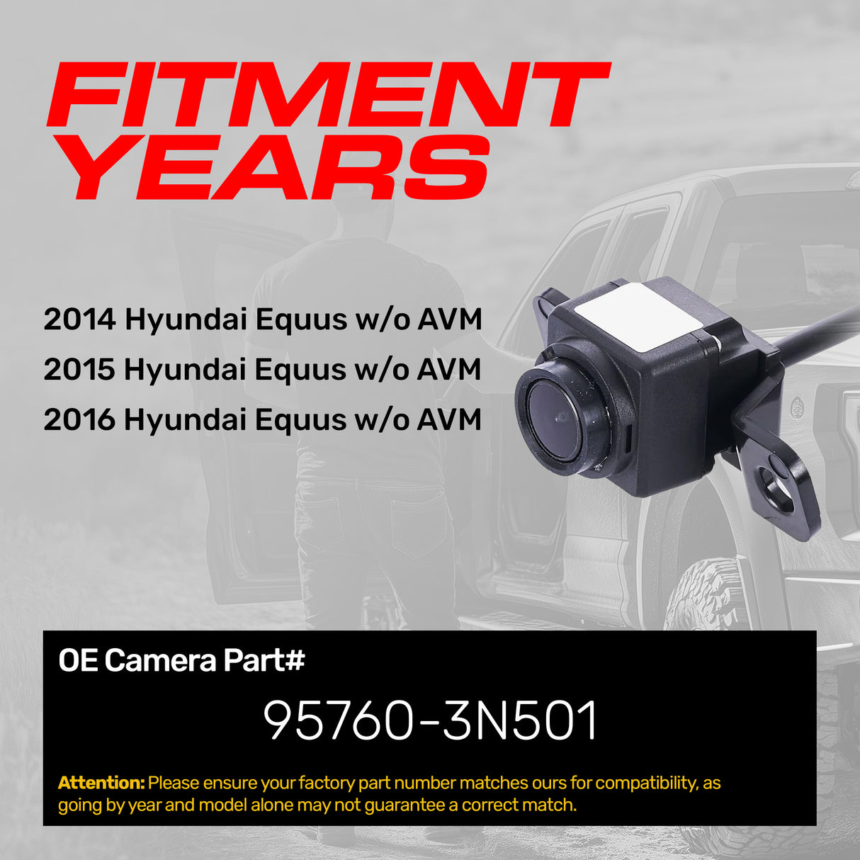 Hyundai Equus w/o AVM (2014-2016) OEM Replacement Backup Camera OE Part # 95760-3N501