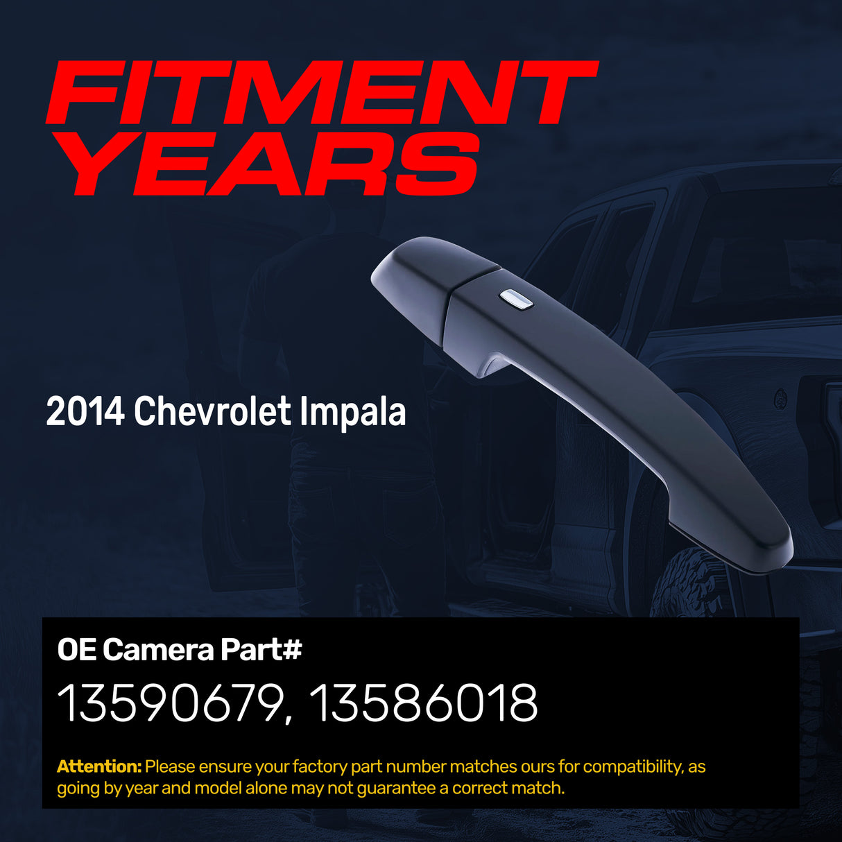 Exterior Door Handle Black Primed Replacement for Chevrolet Impala (2014) OE Part # 13590679, 13586018 | Front Right Passenger Side w/o Keyhole