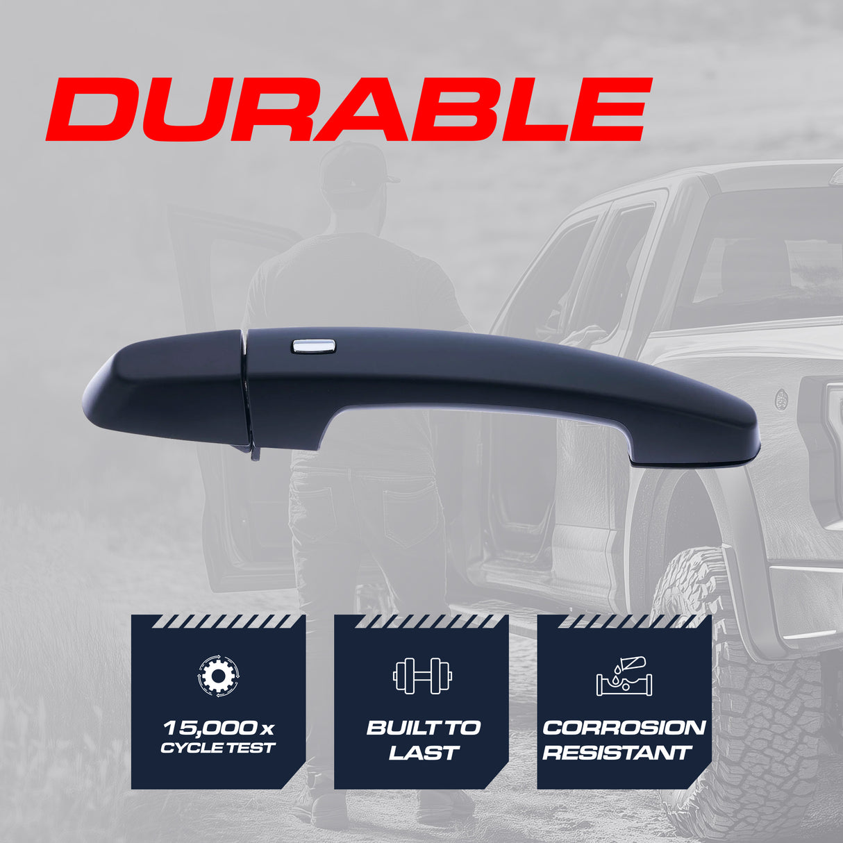 Exterior Door Handle Black Primed Replacement for Chevrolet Impala (2014) OE Part # 13590679, 13586018 | Front Right Passenger Side w/o Keyhole