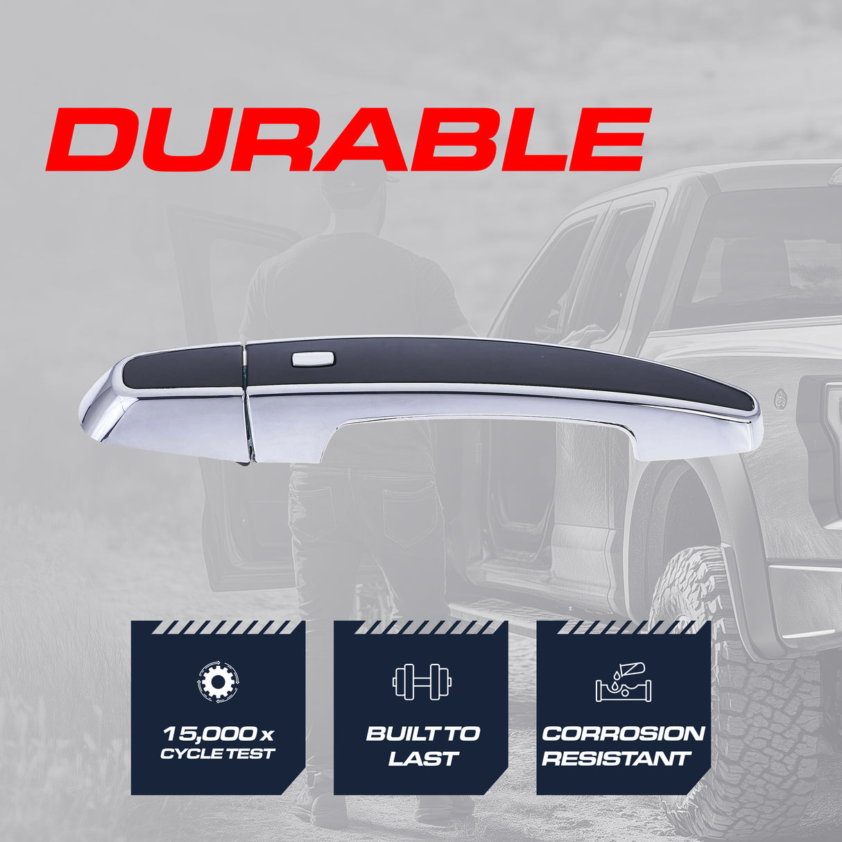 Exterior Door Handle Black/Chrome Replacement for Chevrolet Impala (2014) OE Part # 13590678 |  Front Left Driver Side