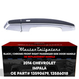 Chevrolet Impala (2014) [LTZ Model, 4 Pin] Black/Chrome Replacement Exterior Door Handle | Front Right Passenger Side w/o Keyhole