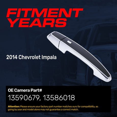 Chevrolet Impala (2014) [LTZ Model, 4 Pin] Black/Chrome Replacement Exterior Door Handle | Front Right Passenger Side w/o Keyhole