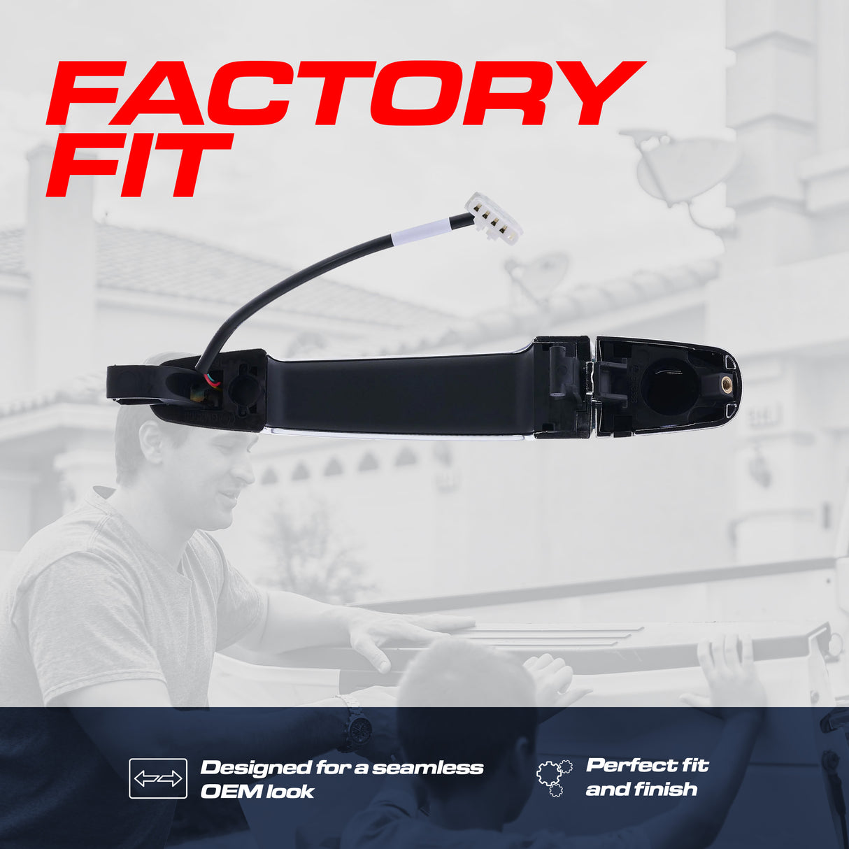 Chevrolet Impala (2014) [LTZ Model, 4 Pin] Black/Chrome Replacement Exterior Door Handle | Front Right Passenger Side w/o Keyhole