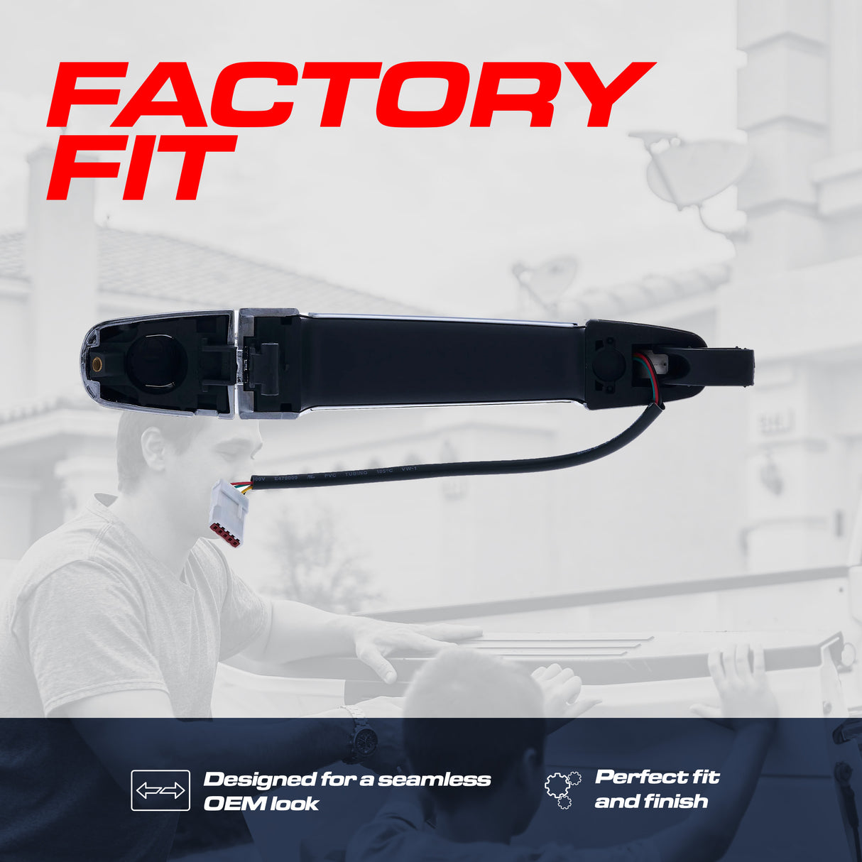 Chevrolet Malibu (2016-2024) Black/Chrome Replacement Exterior Door Handle | Front Left Driver Side w/o Keyhole