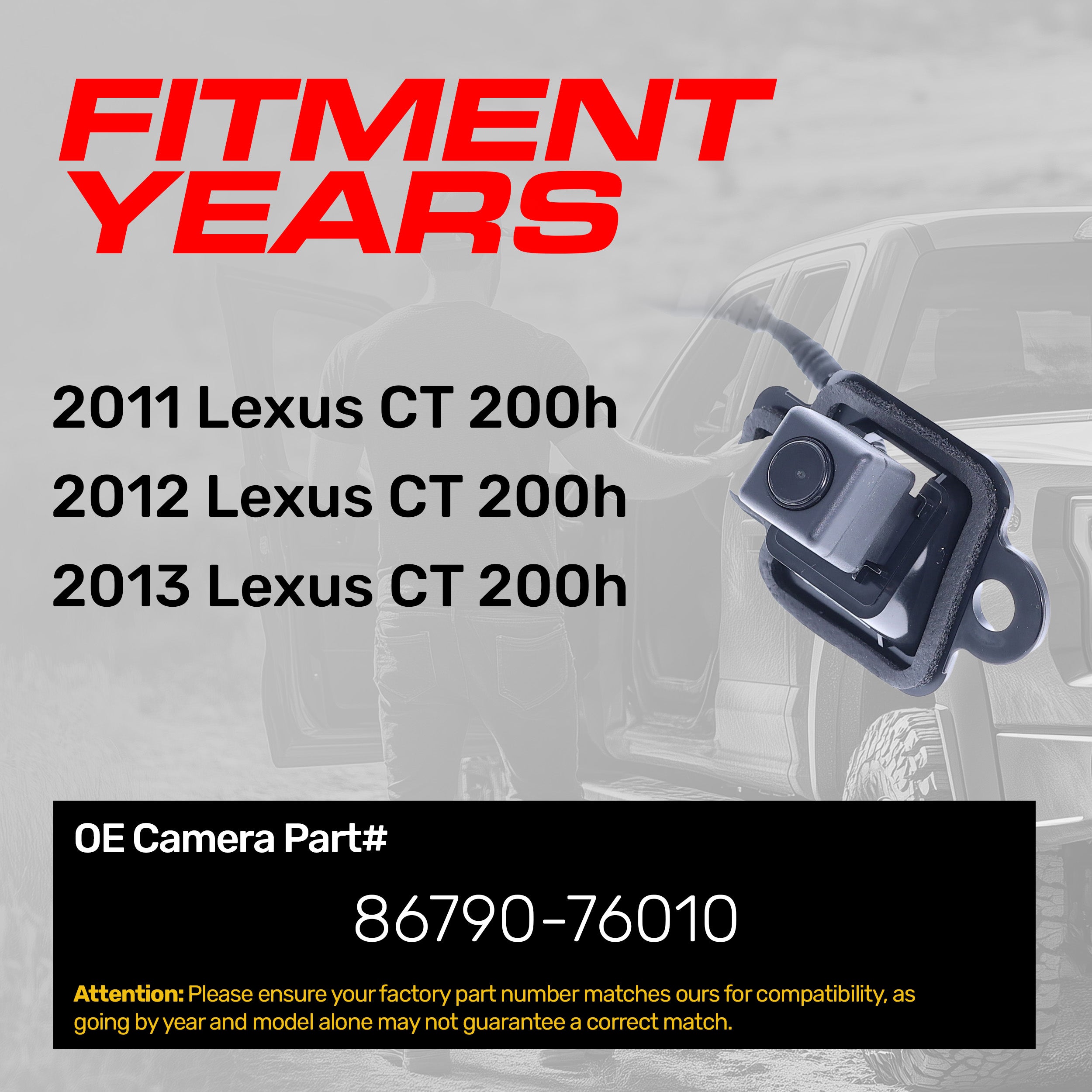 Lexus CT 200h (2011-2013) OEM Replacement Backup Camera OE Part