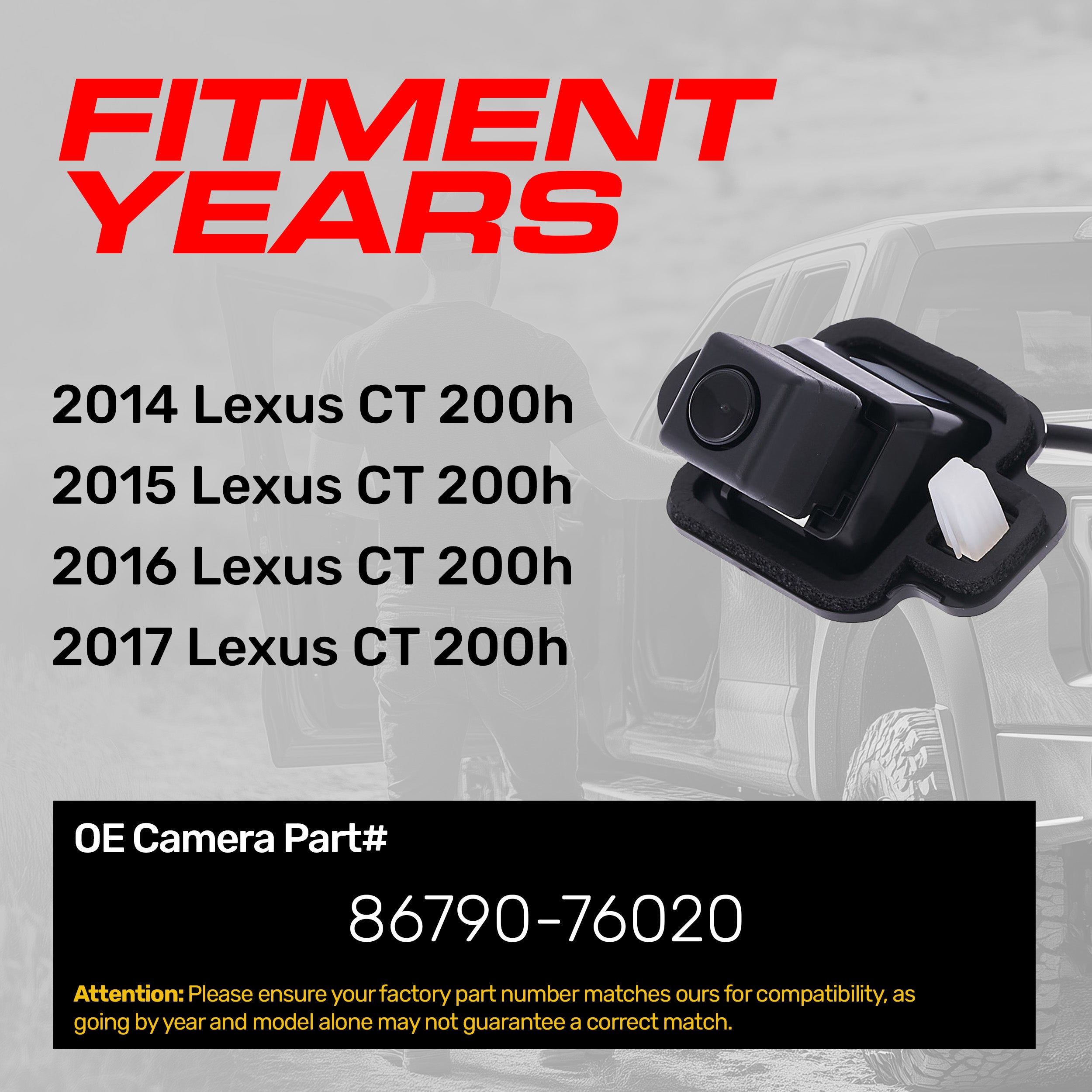 Lexus CT 200h (2014-2017) OEM Replacement Backup Camera OE Part