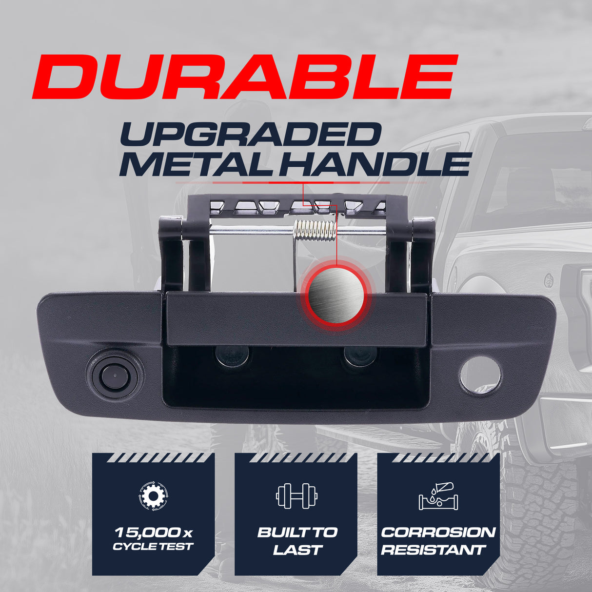 Dodge Ram (2009-2018) Black Metal Replacement Tailgate Handle with Backup Camera