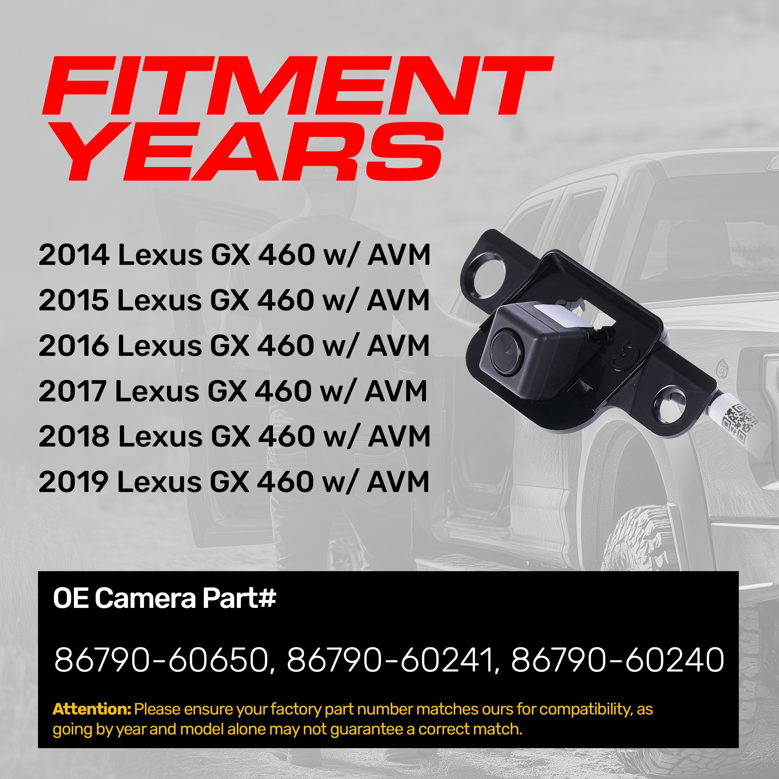 Lexus GX 460 w/ AVM (2014-2019) OEM Replacement Backup Camera OE