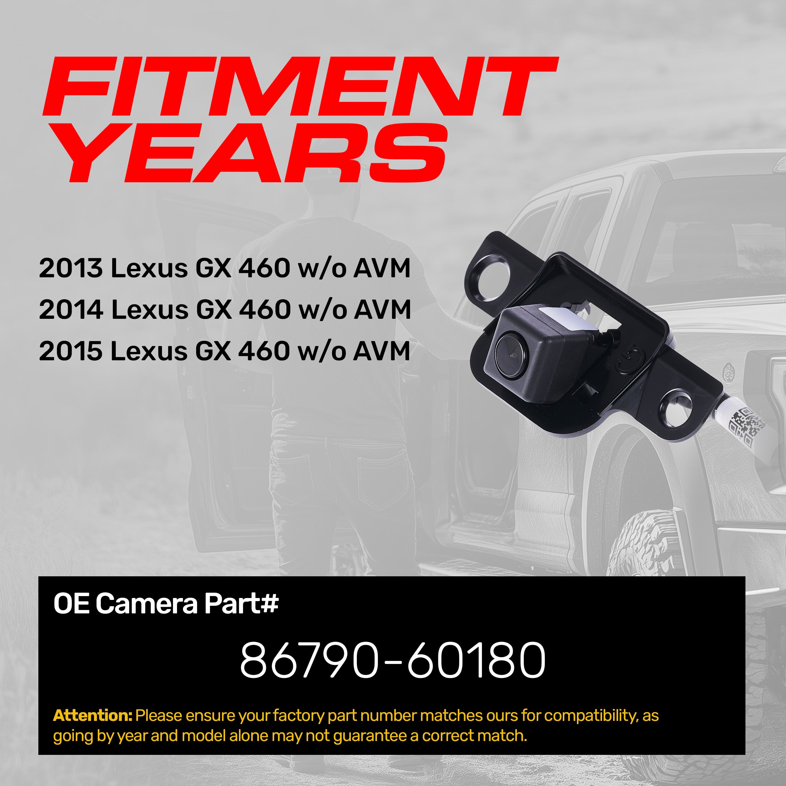 Lexus GX 460 w/o AVM (2013-2015) OEM Replacement Backup Camera OE