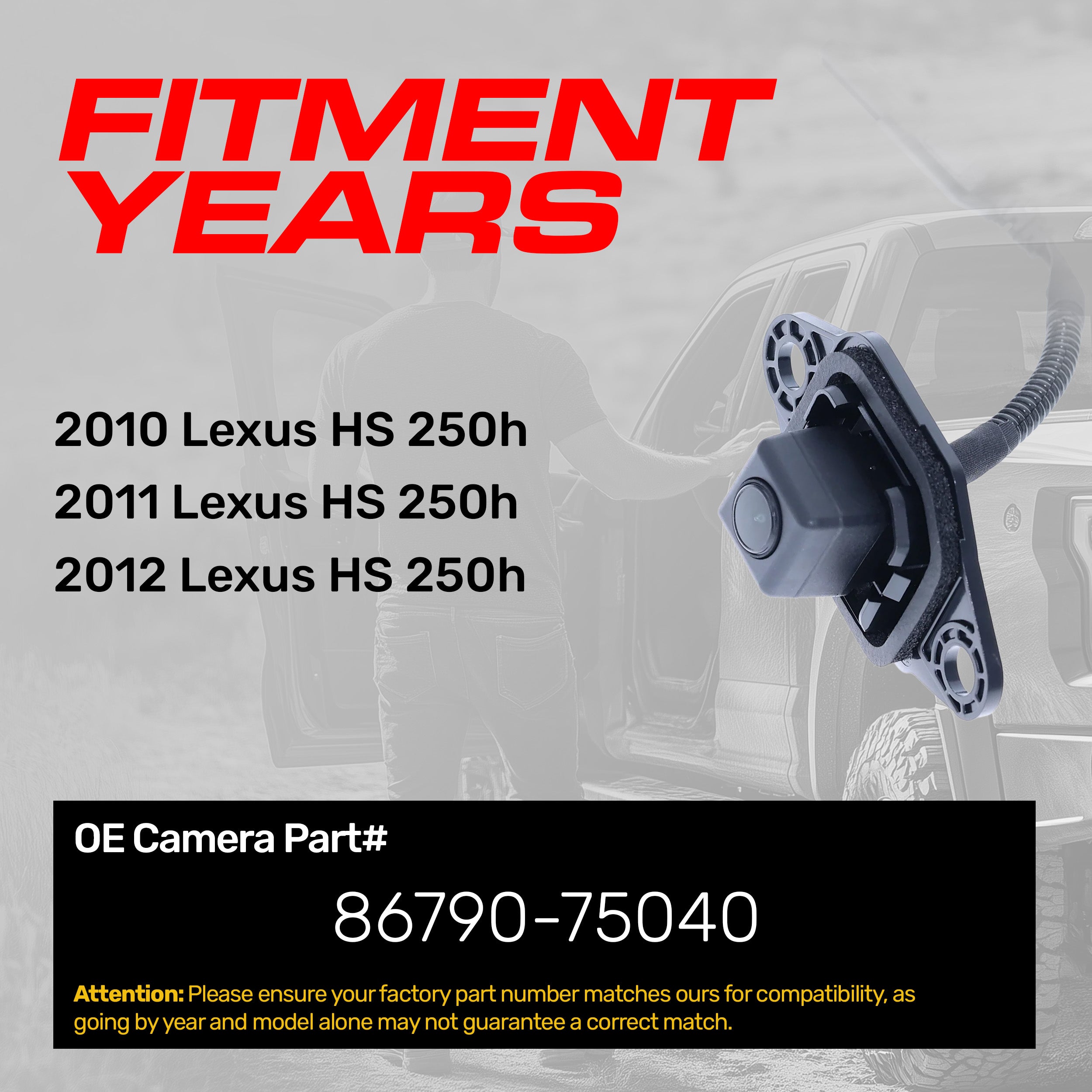 Lexus HS 250h (2010-2012) OEM Replacement Backup Camera OE Part