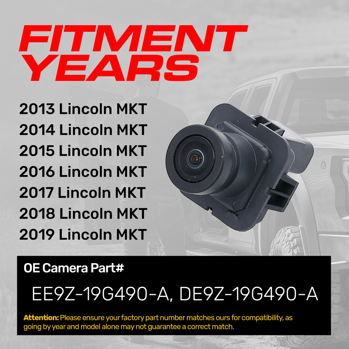 Lincoln MKT (2013-2019) OEM Replacement Backup Camera OE Part # DE9Z-19G490-A, EE9Z-19G490-A