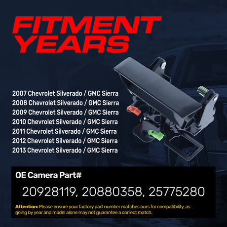 Tailgate Handle Upgraded Black Metal Replacement for Chevrolet Silverado / GMC Sierra (2007-2013) OE Part # 20928119, 20880358, 25775280 - Master Tailgaters