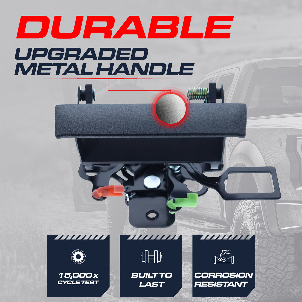 Tailgate Handle Upgraded Black Metal Replacement for Chevrolet Silverado / GMC Sierra (2007-2013) OE Part # 20928119, 20880358, 25775280 - Master Tailgaters