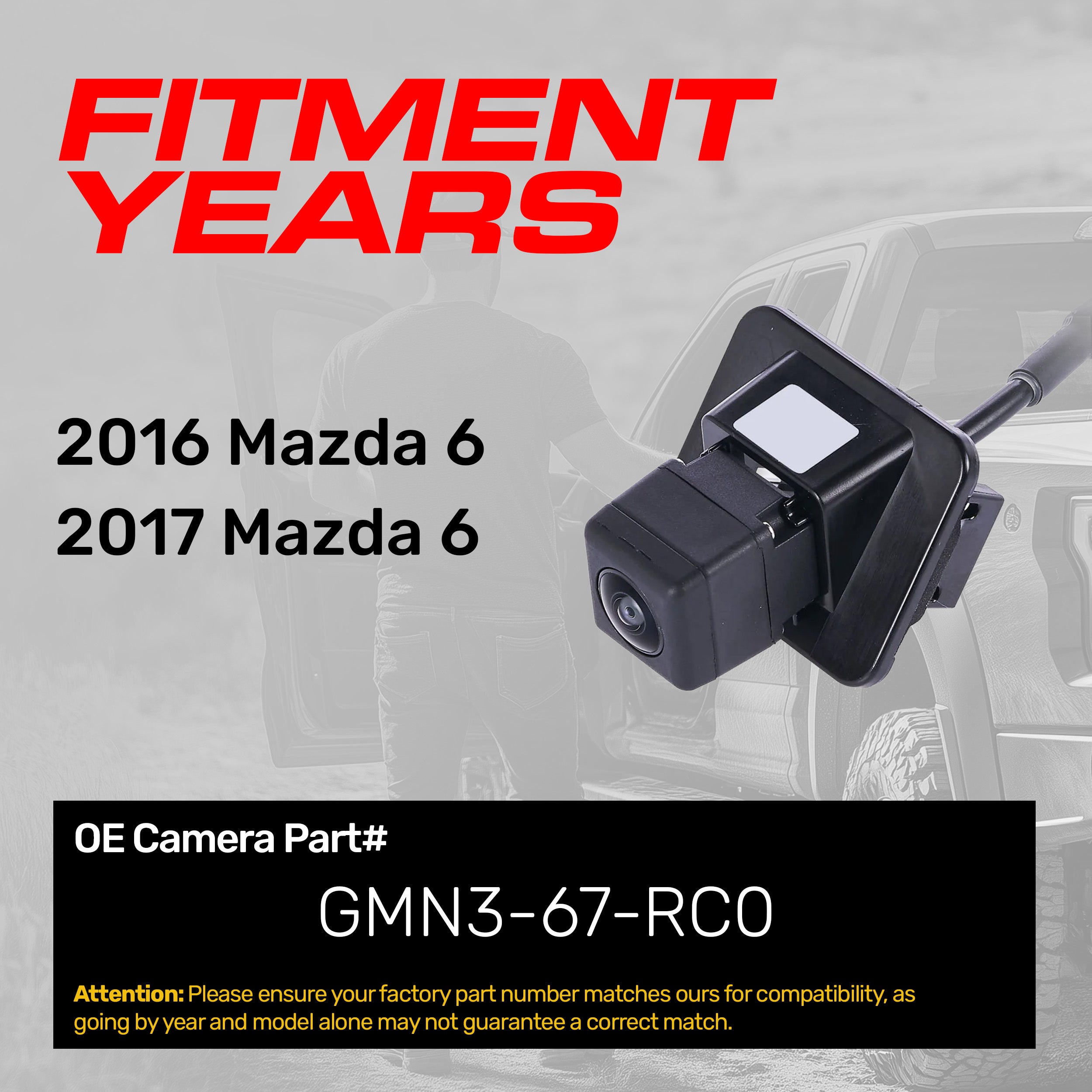 【真人出品】　p7 e6 f6 a6 Mazda 6 (2016-2017) OEM Replacement Backup Camera OE Part # GMN3