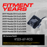 Mazda CX-5 w/o AVM (2017-2024) OEM Replacement Backup Camera OE Part # K123-67-RC0 - Master Tailgaters