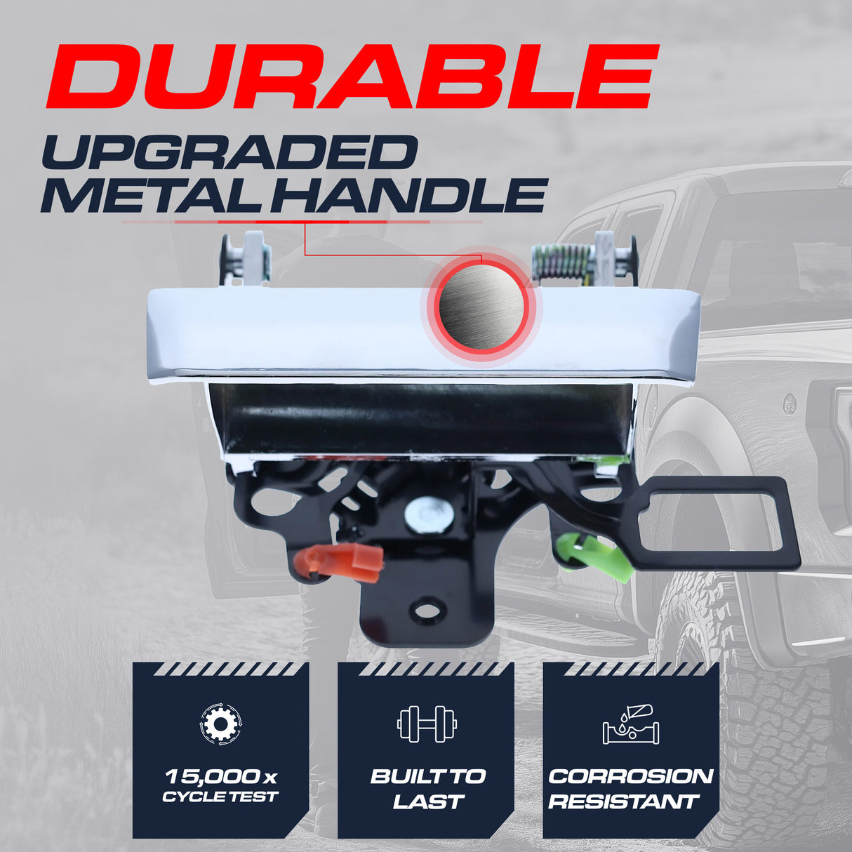 Tailgate Handle Upgraded Chrome Metal Replacement for Chevrolet Silverado (2007-2013) / GMC Sierra (2007-2013) OE Part # 20928119, 20880358, 25775280 - Master Tailgaters