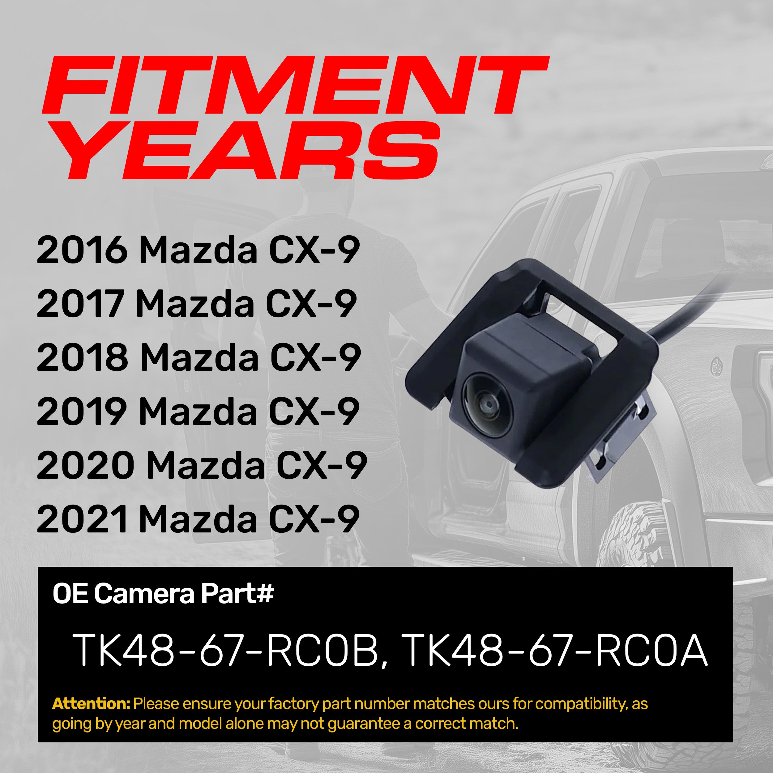 KAI カメラお取引 Mazda CX-9 (2016-2021) OEM Replacement Backup Camera OE Part