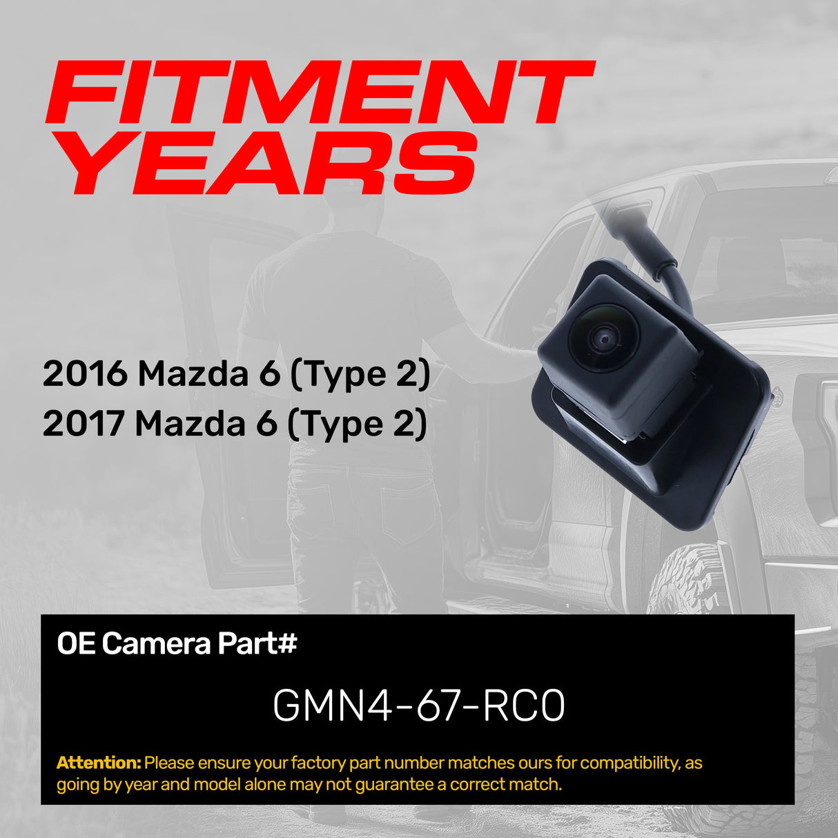Mazda 6 Type2 w/ Parking Line (2016-2017) OEM Replacement Backup Camera OE Part # GMN4-67-RC0