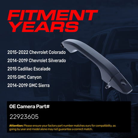 Exterior Door Handle Upgraded Black Metal Replacement for Chevrolet Colorado (2015-2022), Silverado (2014-2019) / Cadillac Escalade (2015) / GMC Canyon (2015), Sierra (2014-2019)