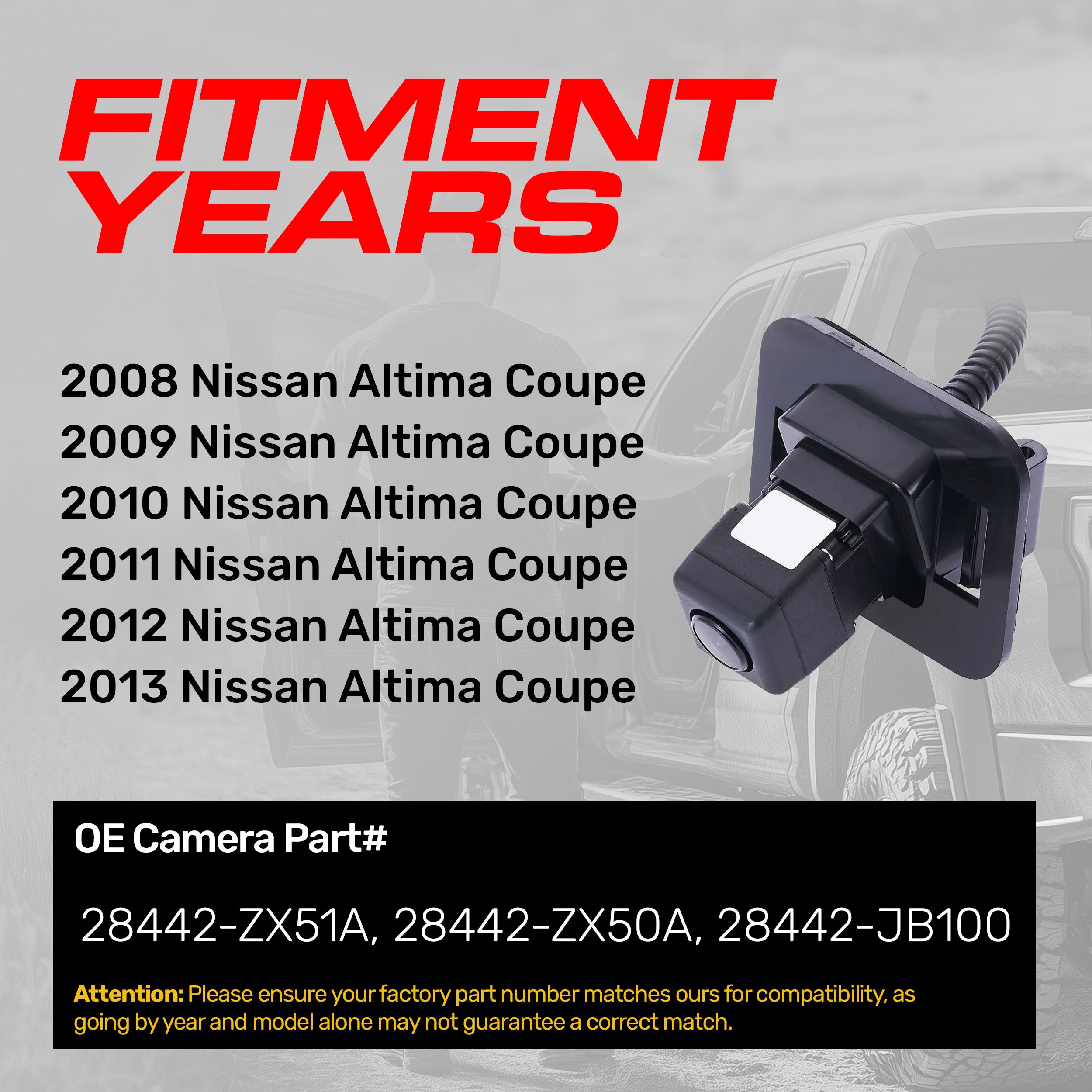 Nissan Altima Coupe (2008-2013) OEM Replacement Backup Camera OE