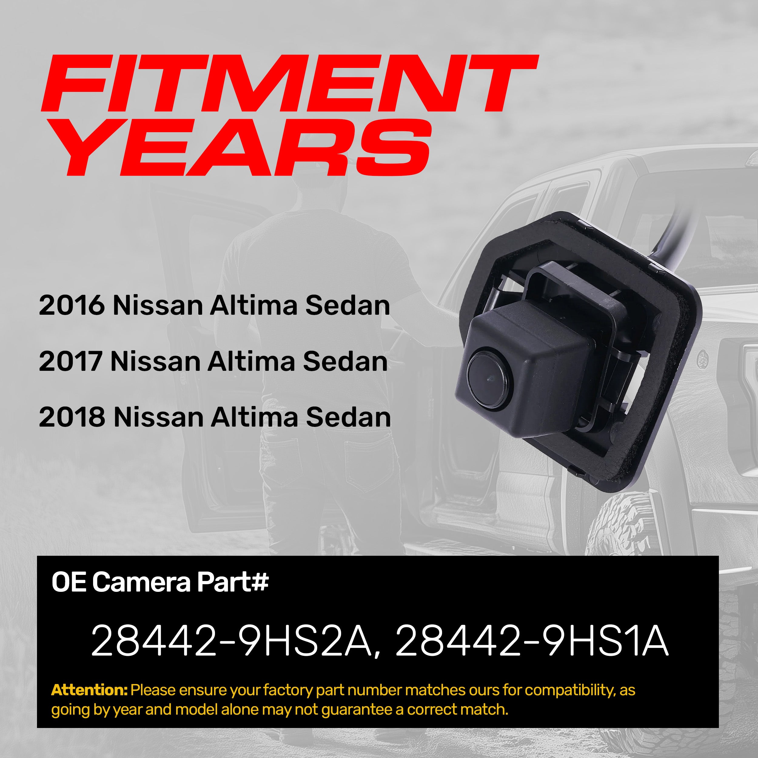 Nissan Altima Sedan (2016-2018) OEM Replacement Backup Camera OE