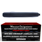 Exterior Door Handle Upgraded Black Metal Replacement for Chevrolet Colorado (2015-2022), Silverado (2014-2019) / Cadillac Escalade (2015) / GMC Canyon (2015), Sierra (2014-2019)