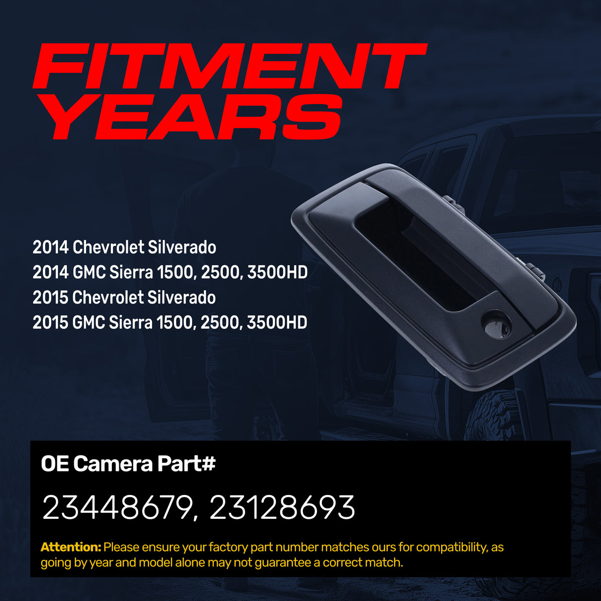 Tailgate Handle Upgraded Black Metal Replacement for Chevrolet Silverado (2014-2015) / GMC Sierra (2014-2015)