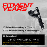 Nissan Rogue/Rogue Select Type 2 (2012-2015) OEM Replacement Backup Camera OE Part # 28442-1VX0A, 28442-1VX1A
