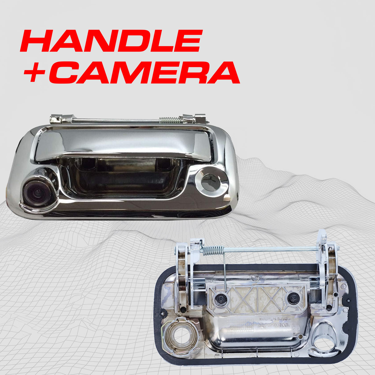 Ford F150, F250, F350, F450, F550 (2005-2016) Chrome Metal Replacement Tailgate Handle with Backup Camera