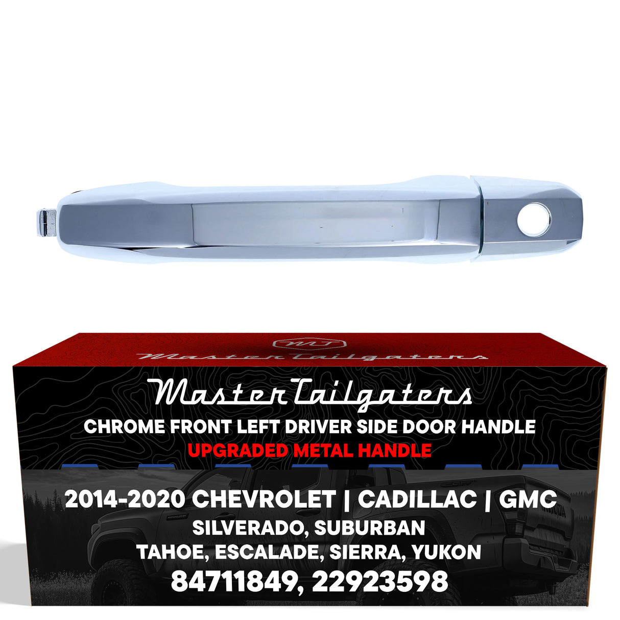 Exterior Door Handle Upgraded Chrome Metal Replacement for Chevrolet Silverado (2014-2019), Suburban (2016-2020), Tahoe (2016-2020) / Cadillac Escalade (2015) / GMC Sierra (2014-2019), Yukon (2016-2020)