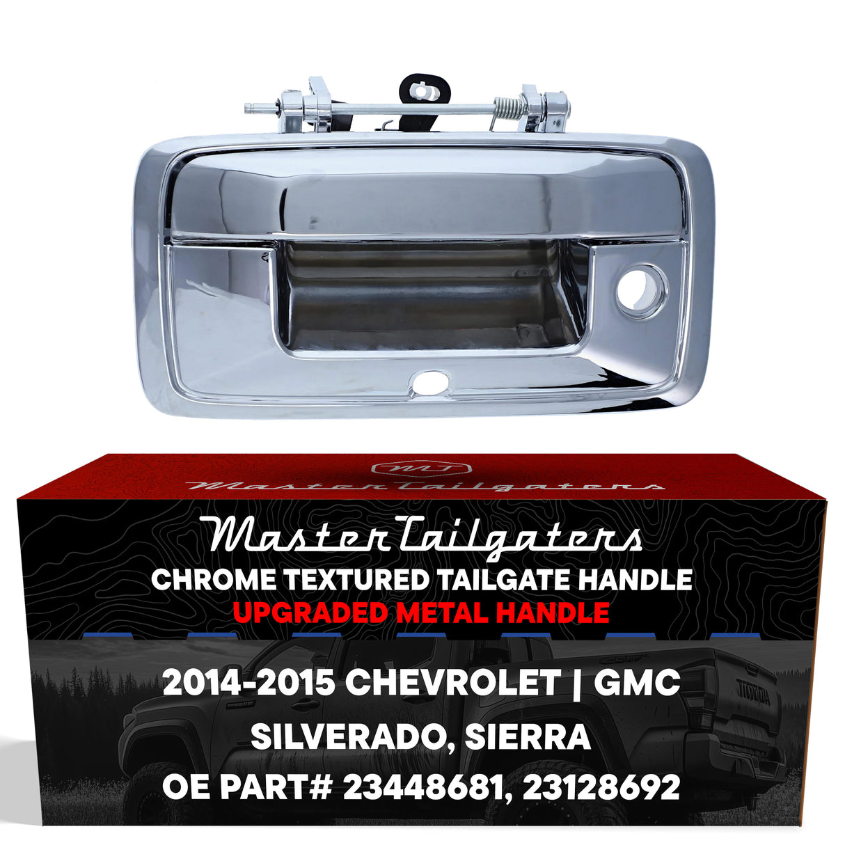 Master Tailgaters Tailgate Handle Upgraded Chrome Metal Replacement for Chevrolet Silverado (2014-2015) / GMC Sierra (2014-2015) OE Part # 23448681, 23128692