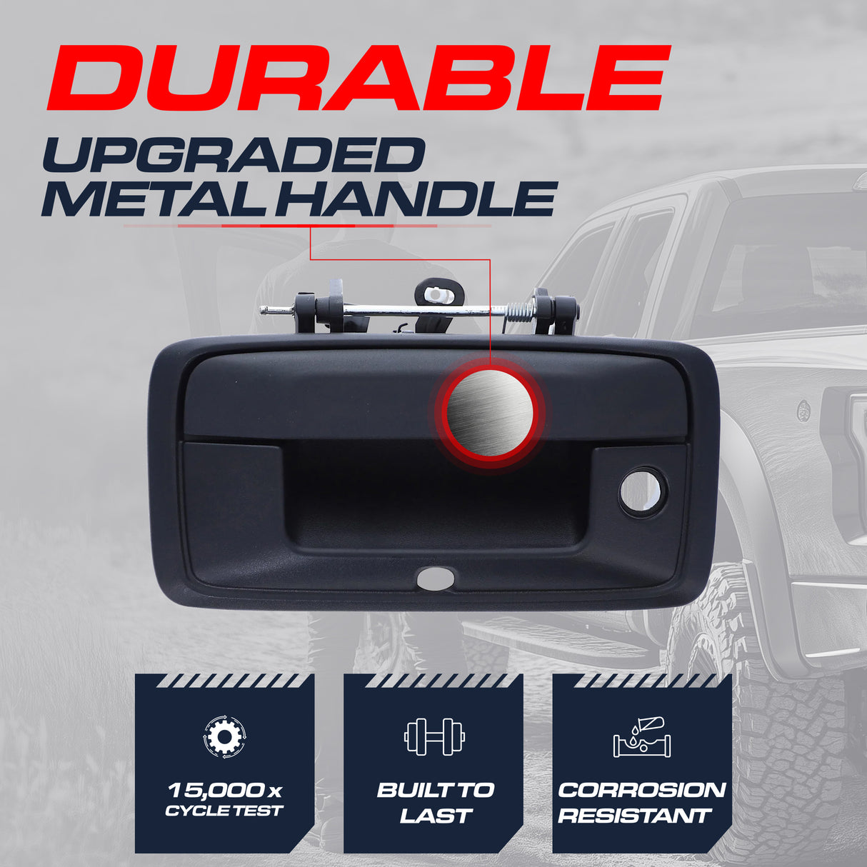 Master Tailgaters Tailgate Handle Upgraded Black Metal Replacement for Chevrolet Silverado (2016-2019) / GMC Sierra (2016-2019) OE Part # 84203910, 23487215, 84016231