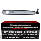 Exterior Door Handle Black/Chrome Replacement for Buick Regal (12-15) / Chevrolet Cruze (11-15), Malibu (13-16), SS (14-16), Trailblazer (13-24), Volt (11-15) OE Part # 13577716, 25936865 | Front LH