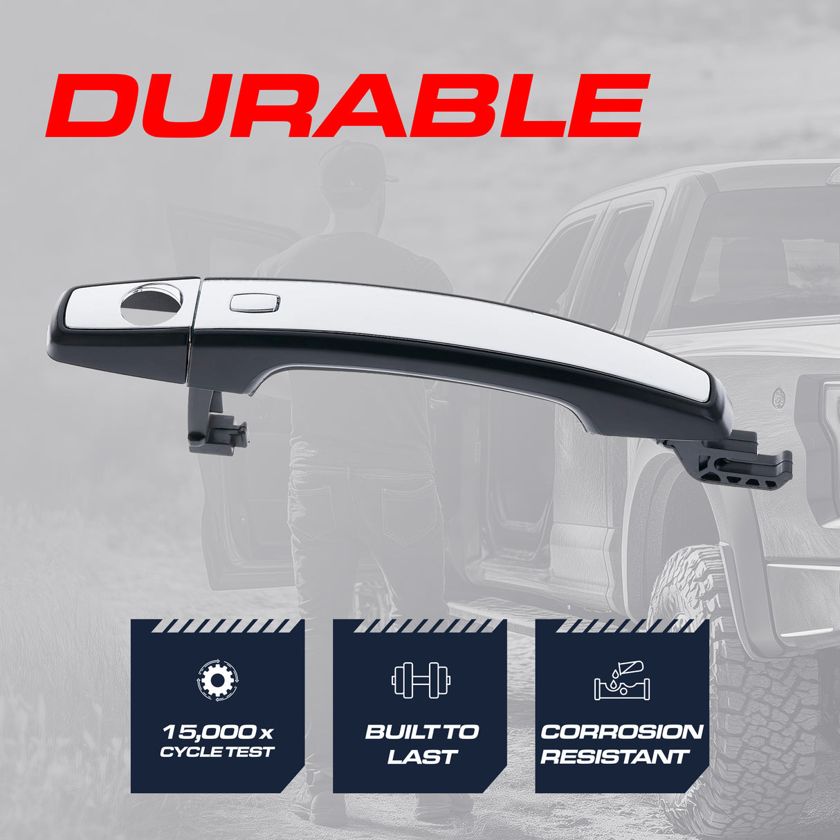 Exterior Door Handle Black/Chrome Replacement for Buick Regal (12-15) / Chevrolet Cruze (11-15), Malibu (13-16), SS (14-16), Trailblazer (13-24), Volt (11-15) OE Part # 13577716, 25936865 | Front LH