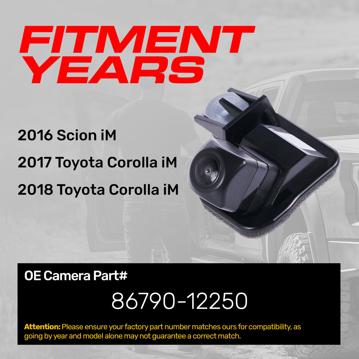 Toyota Corolla iM (2017-2018) / Scion iM (2016) OEM Replacement Backup Camera OE Part # 86790-12250 - Master Tailgaters