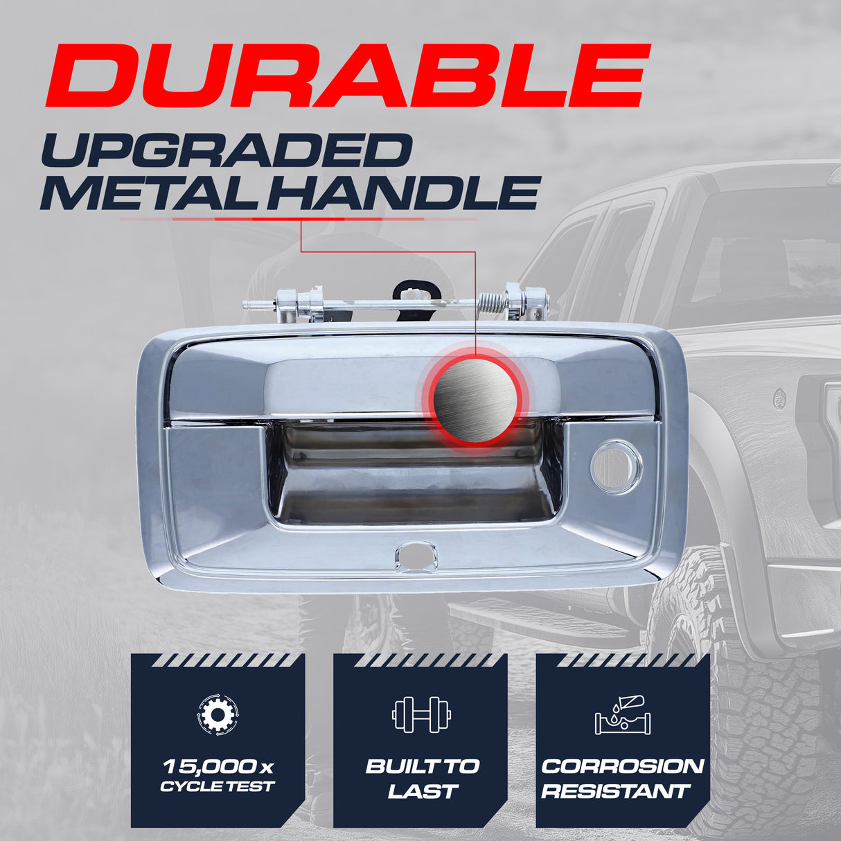 Master Tailgaters Tailgate Handle Upgraded Chrome Metal Replacement for Chevrolet Silverado (2016-2018) / GMC Sierra (2016-2018) OE Part # 84203910, 23487215, 84016231