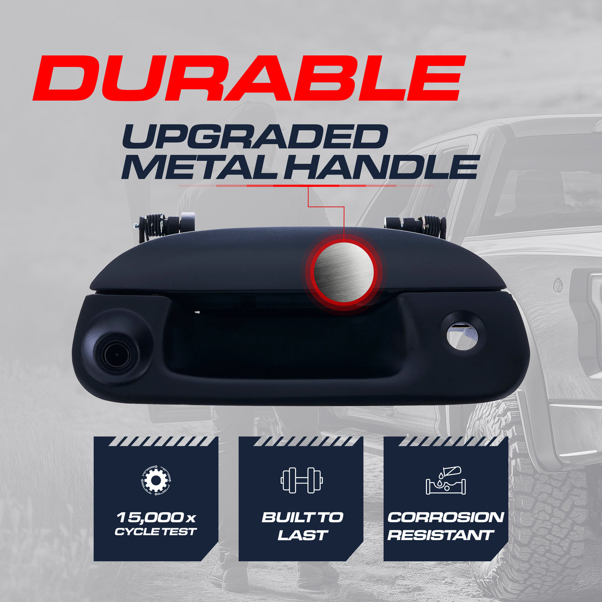 Master Tailgaters Replacement for Ford 1997-2007 F150 F250 F350 F450 F550 Black Tailgate Backup Reverse Handle with Camera