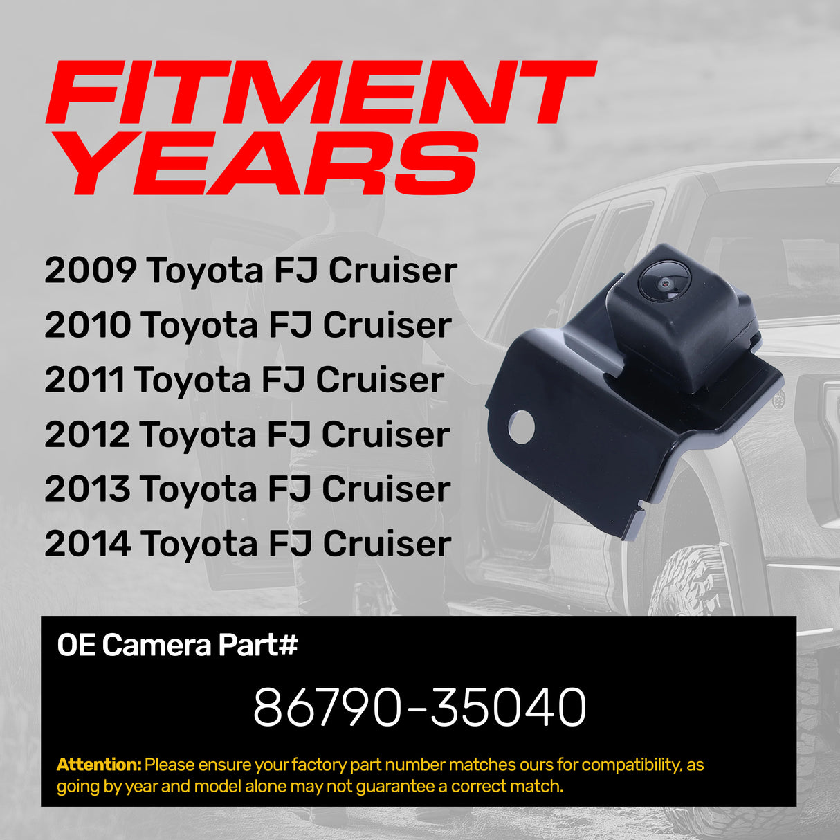 Toyota FJ Cruiser (2009-2014) OEM Replacement Backup Camera OE Part # 86790-35040