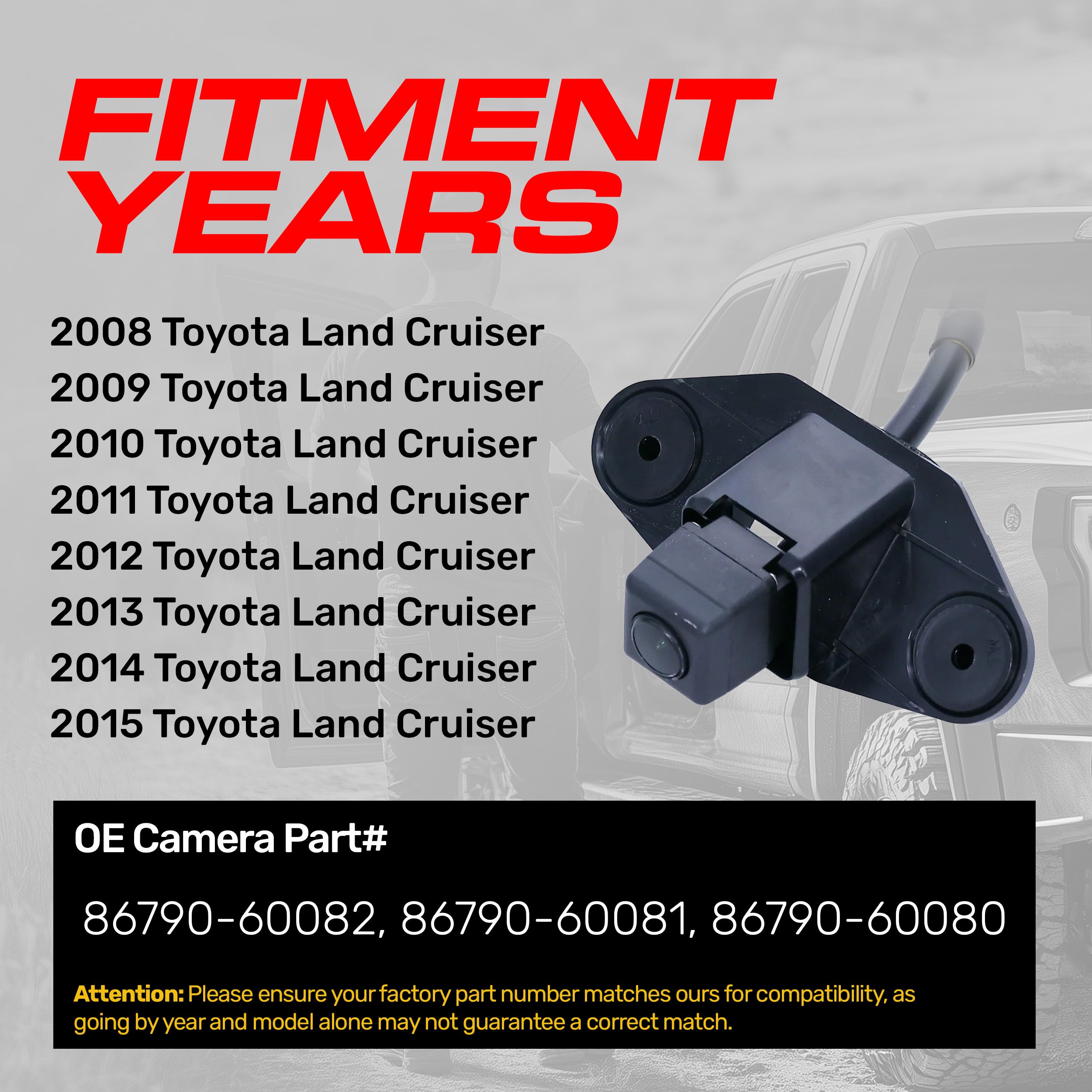 事務所ローカー Toyota Land Cruiser (2008-2015) OEM Replacement Backup Camera OE